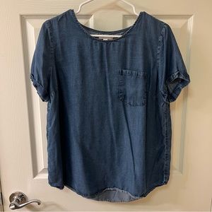 LC Lauren Conrad Short Sleeve Shirt Blue Women’s Medium